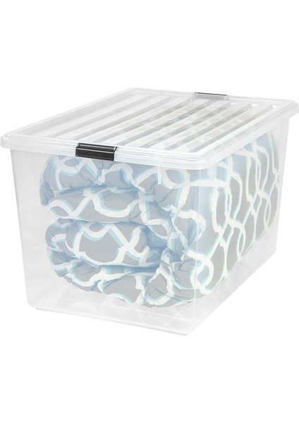 Ohyama Usa 132 Kuart Büyük Saklama Kutusu Yardımcı Çanta Düzenleme Konteyner Kutusu, Giysi Saklamak Için Tokalı Kapaklı, 1 Paket, Şeffaf