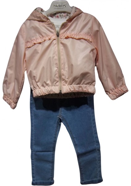 Gırl Nakışlı Kapüşonlu Yağmurluklu Kız Takım