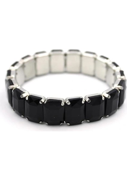 Lastikli Taşlı Bilezik - Siyah fiyatları