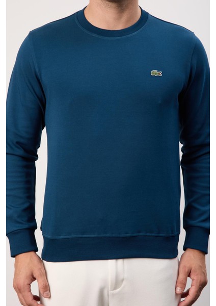 Basıc Petrol Mavi Bisiklet Yaka Regular Fit