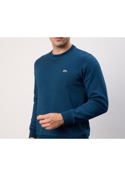 Basıc Petrol Mavi Bisiklet Yaka Regular Fit modelleri