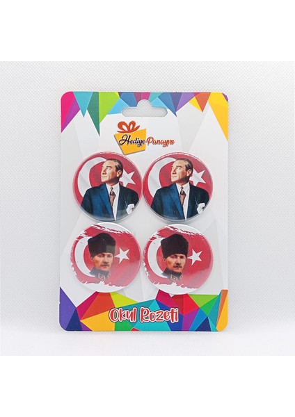 Atatürk Rozetleri 4’lü Set (Yüksek Kalite, 44 mm Çapında, Yerli Üretim) Set 8