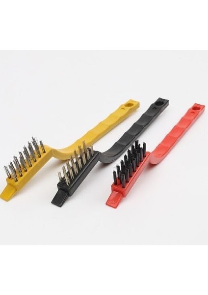 Çok Amaçlı Mini Tel Fırça 3'lü Set – Bakır, Demir ve Sert Plastik Uçlu Fırçalar | Yağ, Kir ve Pas Temizliği Için Etkili Araç, Ocak, Lavabo, Arası ve Araba Detaylı Temizlik Seti