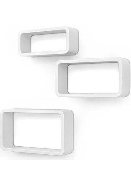 Duvar Rafı, 3'lü Set, Küp Raf, Yüzer Raf, Küp Raf, 15 Kg'a Kadar Yük Kapasitesi, Uzunluk 44 cm 39 cm 34 Cm, Beyaz, LWS97W fiyatları