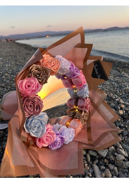 Aynalı ve Ledli Solmayan Çiçek Buketi