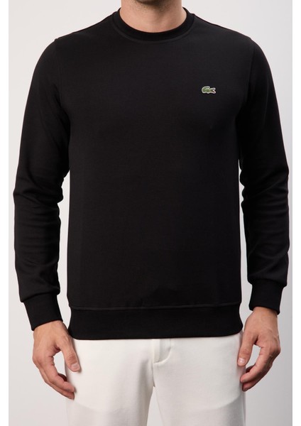 Basıc Siyah Bisiklet Yaka Uzun Kol Regular Fit