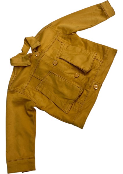 Kız Çocuk /erkek Çocuk Sırtı Ayıcık Detaylı Düğme Kapamalı Hardal Renk Ceket fiyatları