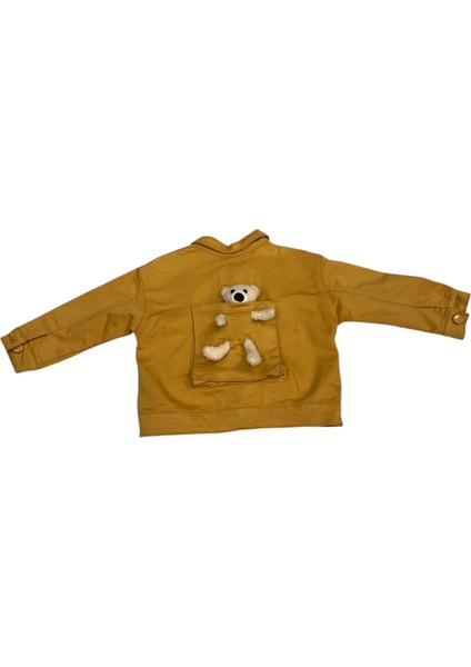 Kız Çocuk /erkek Çocuk Sırtı Ayıcık Detaylı Düğme Kapamalı Hardal Renk Ceket fırsatları