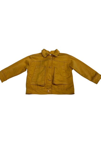 Kız Çocuk /erkek Çocuk Sırtı Ayıcık Detaylı Düğme Kapamalı Hardal Renk Ceket indirimleri