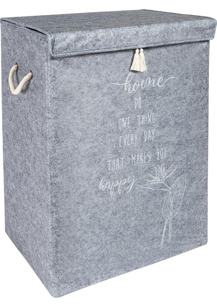 Çamaşır Sepeti Kirli Çamaşır Torbası Çamaşır Sepet Keçe Kapaklı Çok Amaçlı Kutu Sepet Oyuncak Saklama Sepeti Renk (55X40X30 Cm) (Gri)