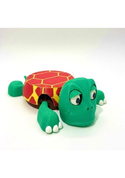 Fanatik Kaplumbağa Bardak Altlığı – Hareketli ve Eğlenceli Kupa Altlığı (Kırmızı - Sarı Çizgili)