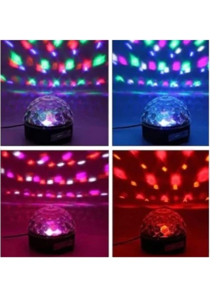 LED Işıklı Özellikli Disko Topu Sd Kart ve USB Bellek Girişli Hoparlör