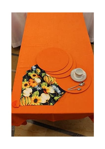 Kabağı Desenli Siyah Arka Plan Baskılı Runner Servis 40X150 cm modelleri