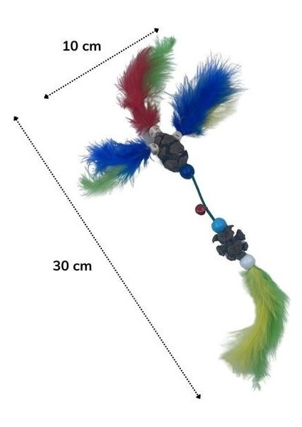 ® Tüylü Tahta Boncuklu Zilli Kedi Oyuncağı Çok Renkli Kedi Oyuncak fiyatları