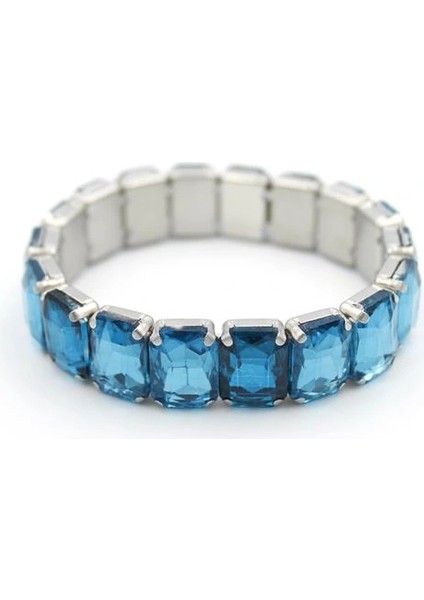 Lastikli Taşlı Bilezik - Mavi