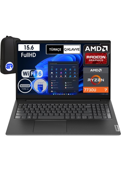 V15 G4 Abp Ryzen 7 7730U 12GB Ram 512GB SSD 15.6" Full Hd WIN11 Pro 82YY0012TREP1 + Elektropasaj Çanta