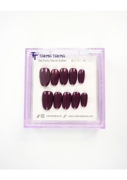 15'li Mor Uzun Oval UOV1512 Tekrar Kullanılabilir El Yapımı Protez Takma Tırnak - Mor-L fiyatları