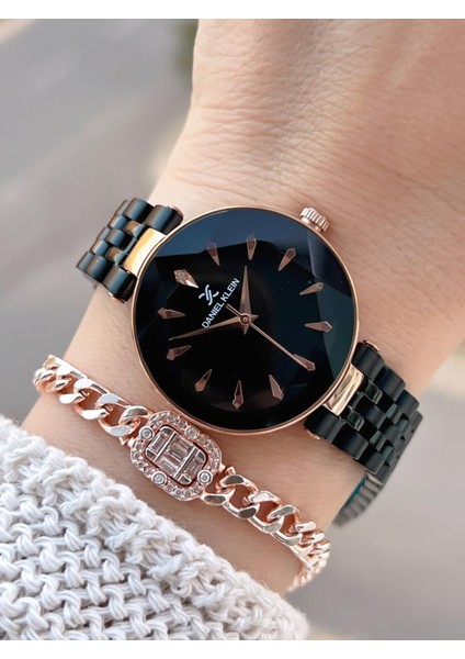 Çelik Kordonlu 2 Yıl Garantili 3 Atm Suya Dayanıklı Kadın Kol Saati+Bileklik BD.10105.6