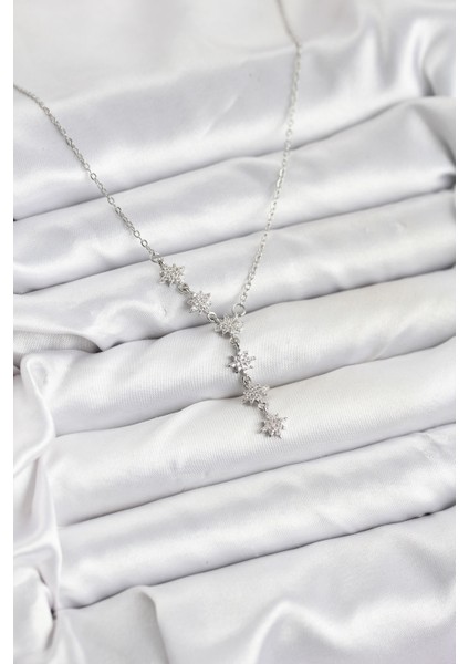 316L Çelik Zincir Gümüş Renk Kutup Yıldızı Model Kadın Kolye - Lisinya