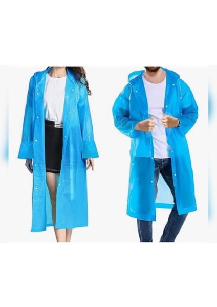 Kapüşonlu Eva Kumaş Suya Dayanıklı Çok Kullanımlı Standart Beden Mavi Renk Yağmurluk