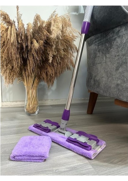 Mop Yer Duvar Yüzey Temizlik Mikrofiber Mandallı Mop, Teleskopik Saplı Istediğin Bezi Tak Kullan Hediye Yedek Bez ' Li