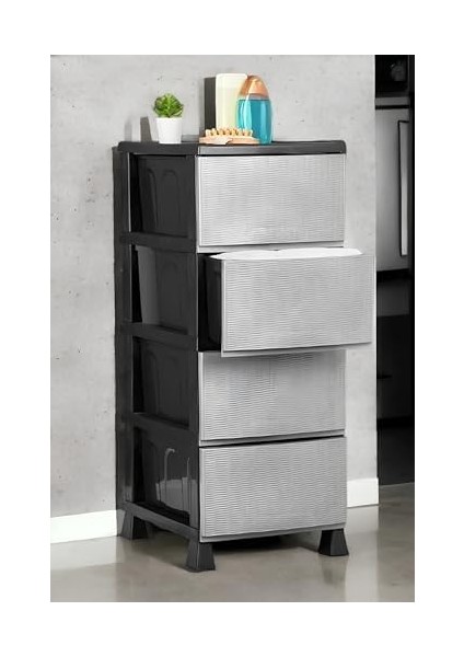 Büyük Boy 4 Katlı Hasır Kapaklı Çok Amaçlı Şifonyer Sebzelik Komodin Düzenleyici | 4 Çekmeceli Gri Kapaklı Komodin fiyatları
