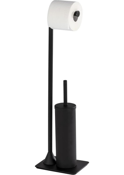 Hella Tuvalet Zemin Seti Tuvalet Fırçası Tutucu Kağıt Rulo Tutucu Siyah