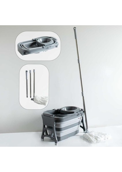 20 Litre Katlanabilir Mop ve Kovası - Temizlik Kovası - Paspas ve Kova - Ev Tipi Moplar ve Kova Setleri -