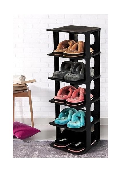 5 Katlı Plastik Raf, Eklenebilir ve Büyütülebilir Düzenleyici Organizer, Kapı Önü ve Ev Içi Kullanım Için Ideal, Uzun Ömürlü ve Dayanıklı (Siyah) fiyatları