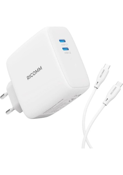 100W Gan 2 Portlu Usb-C Şarj Aleti Qc5.0 Pd Type-C Hızlı Şarj Cihazı + 100W Şarj Kablosu
