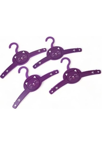 Sevimli Mor Kedili 4'lü Plastik Çocuk ve Bebek Askısı, Bebek Askı Seti, Çocuk Askı Seti modelleri