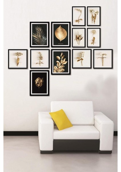 12 Parça Dekoratif Mdf Tablo Seti Çerçeve Görünümlü DEKOLIADKJ023