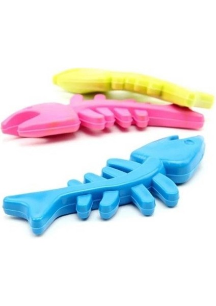 ® Balık Kemiği Iskelet Şekilli Renkli Plastik Kedi Oyuncağı