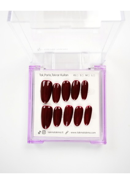 15'li Uzun Oval UOV1507 Tekrar Kullanılabilir El Yapımı Protez Takma Tırnak - Kahverengi-S modelleri