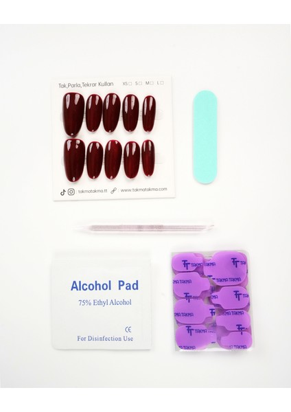 15'li Uzun Oval UOV1507 Tekrar Kullanılabilir El Yapımı Protez Takma Tırnak - Kahverengi-S fırsatları