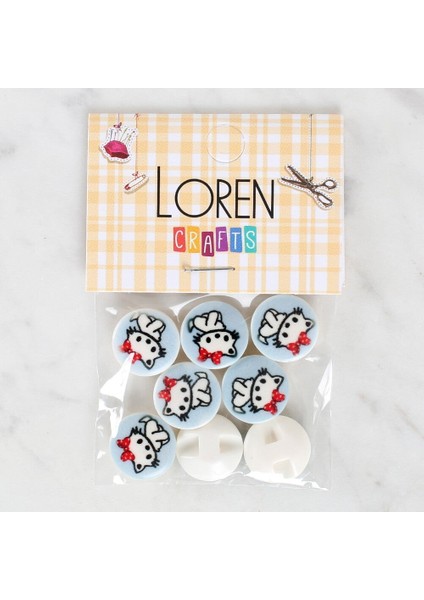 Loren Crafts 8'li Kedi Düğme - 1066