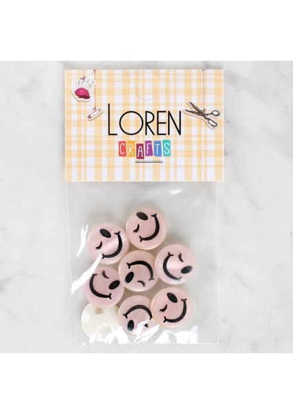 Loren Crafts 8'li Gülen Yüz Düğme - 1026