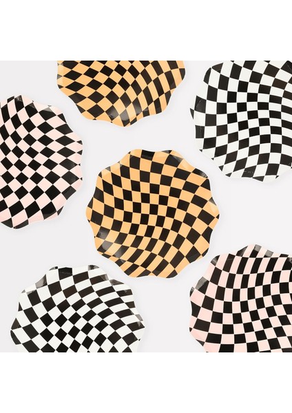 - Halloween Checker Plates - Bayramı Damalı Tabaklar (M) (8'li)