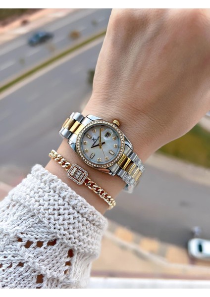 Çelik Kordonlu 2 Yıl Garantili 3 Atm Suya Dayanıklı Kadın Kol Saati+Bileklik BD.10108.3 fiyatları