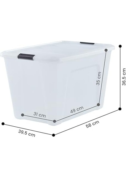 Ohyama, Saklama Kutuları, Saklama Kutusu, Çok Fonksiyonlu, 4'lü Plastik Kutu Seti, 60 L, Kapak, Ergonomik Sap, Ofis, Ev – Ddntb-60 - Şeffaf modelleri