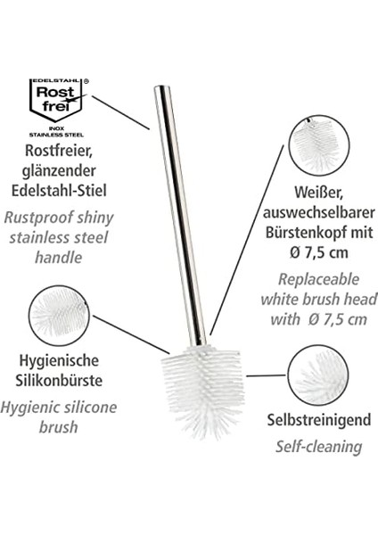 Paslanmaz Çelik Saplı Silikon Yedek Fırça Yapışmaz Efektli Yedek Tuvalet Fırçası Parlak fiyatları