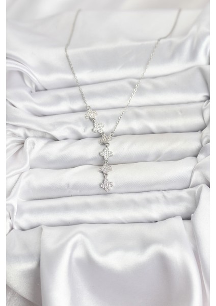 316L Çelik Zincir Gümüş Renk Yonca Model Kadın Kolye - Lisinya fiyatları