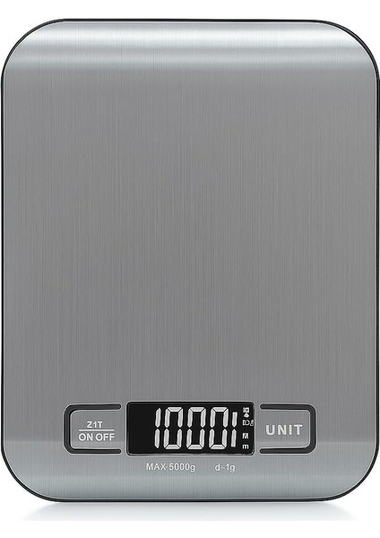 Mutfak Terazisi – 5000 G / 1 G Hassasiyetli Paslanmaz Çelik Tartı, LCD Ekranlı, Akıllı Otomatik Kapanma Özelliği, Gram, Ons ve Ölçer