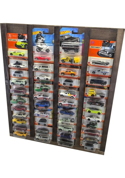 Kart Rafı, Ahşap Regular Kart Sergileme Vitrini, Kutusunda Card Oyuncak Araba Rafı-Ceviz