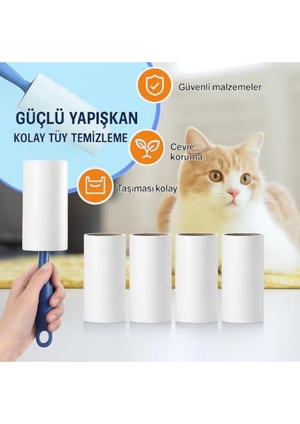 Tüy Toplayıcı Set – 1 Sap + 6 Rulo – Toplam 360 Yaprak – Kedi Köpek Tüyü ve Toz Temizleyici – Giysi, Mobilya ve Araç Koltuğu Için – Ekonomik Paket modelleri
