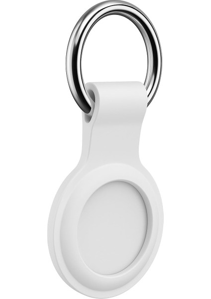 Airtag Anahtarlıklı Silikon Kılıf A010 Darbeye Dayanıklı Kaybolmaya Karşı Tam Koruma Kolay Tak-Çıkar Airtags ile Uyumlu Koruyucu Anahtarlık Beyaz