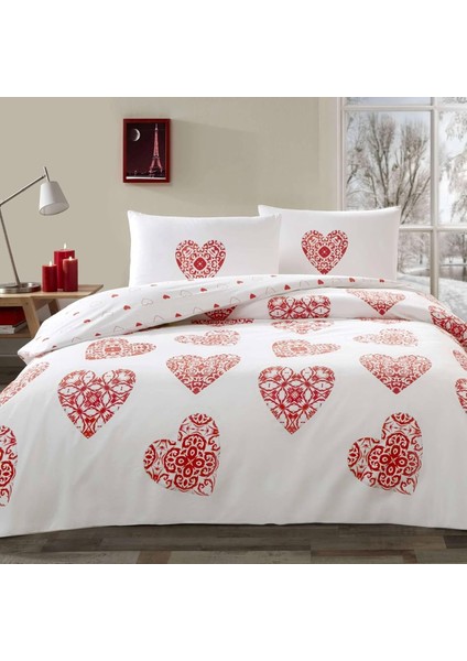Pamuk Cordelıa Nevresim Takımı Kırmızı Çift Kişilik