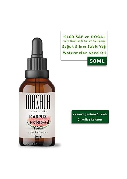 Masala Karpuz Çekirdeği Yağı 50 Ml. - Soğuk Pres (Watermelon Seed Carrier Oil) modelleri