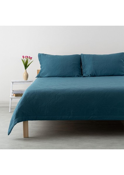 | | Tek Kişilik Premium Yatak Örtüsü Seti Mavi
