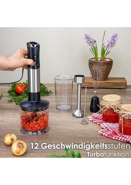 1 Arada 1 Arada 1200 W Daldırma Mikseri, Doğrayıcı, Çırpıcı, Süt Köpürtücü, Güçlü Dozaj Bardağı, 12 Vitesli Turbo Kıyma Makinesi En Sert Malzemeleri Karıştırmak Için fiyatları